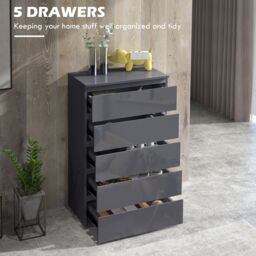 HOMCOM Bedroom Chest of Drawers, Modern Drawers Dresser, Drawer Unit in Grey - thumbnail 4