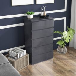 HOMCOM Bedroom Chest of Drawers, Modern Drawers Dresser, Drawer Unit in Grey - thumbnail 1