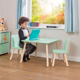 Liberty House Toys Kids Green Table & Two Chairs Set in Light Green - thumbnail 4