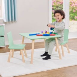 Liberty House Toys Kids Green Table & Two Chairs Set in Light Green - thumbnail 5