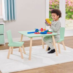 Liberty House Toys Kids Green Table & Two Chairs Set in Light Green - thumbnail 1