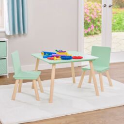 Liberty House Toys Kids Green Table & Two Chairs Set in Light Green - thumbnail 3