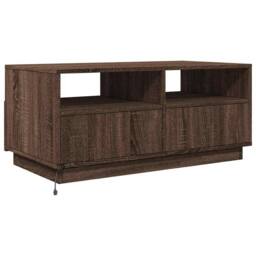 Berkfield Home Modern Coffee Table with LED Lights Brown Oak 90x49x40 cm - Size: 90 x 49 x 40 cm - thumbnail 8