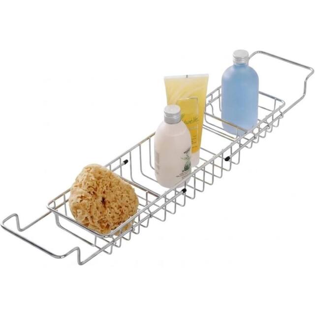 VOGREX Chrome Steel Extendable Bath Caddy Storage Tray in Silver - image 1