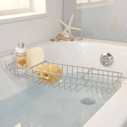 VOGREX Chrome Steel Extendable Bath Caddy Storage Tray in Silver - thumbnail 6
