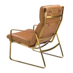 Angel Cerda Camel Cowhide Leather Armchair with Gold Stainless - thumbnail 6