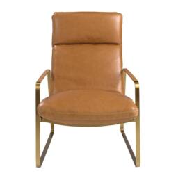 Angel Cerda Camel Cowhide Leather Armchair with Gold Stainless - thumbnail 2