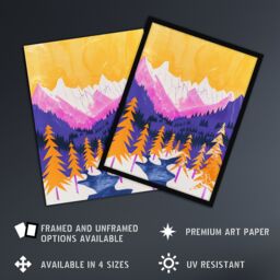 "Artery8 Vibrant Abstract Mount Fitz Roy Patagonia Forest Framed Wall Art - Size: W12"" x H16""" - thumbnail 2