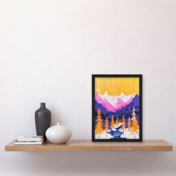 "Artery8 Vibrant Abstract Mount Fitz Roy Patagonia Forest Framed Wall Art - Size: W12"" x H16""" - thumbnail 4