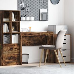 Berkfield Home Writing Desk Smoked Oak Engineered Wood 90 x 40 x 76 cm in Brown