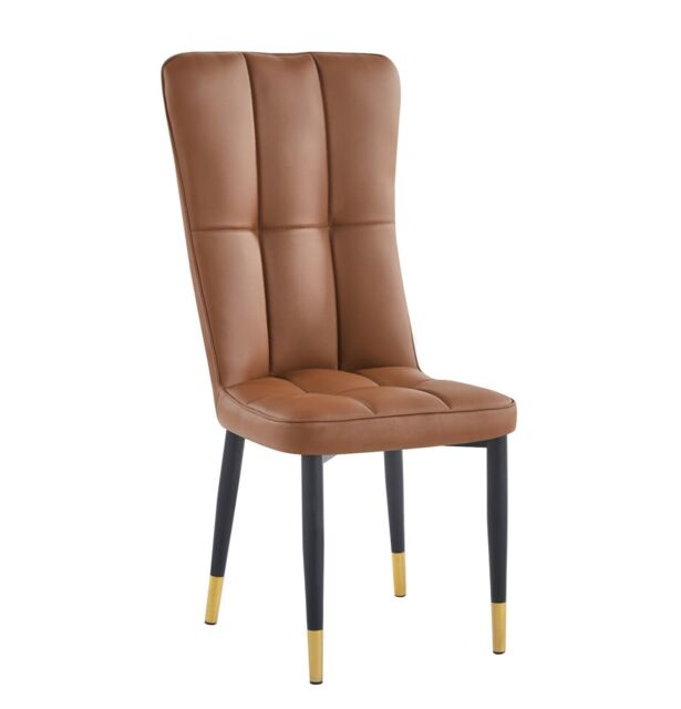Hygrad Built to Survive Set of 2 Dining Chairs Modern Leather High Back Sturdy Chrome Legs Office/Cafe/Hotel in Brown - image 1