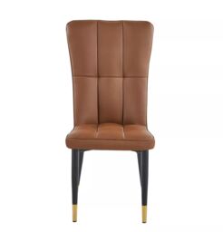 Hygrad Built to Survive Set of 2 Dining Chairs Modern Leather High Back Sturdy Chrome Legs Office/Cafe/Hotel in Brown - thumbnail 2