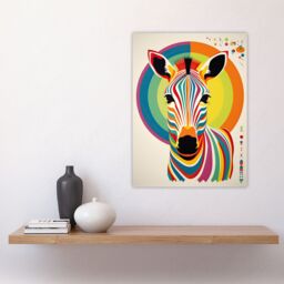"Artery8 Bauhaus Zebra Rainbow Funky Modern Living Room Large Wall Art Poster Print Thick Paper 18X24 Inch - Size: W18"" x H24""" - thumbnail 4