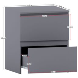 Home Discount Vida Designs Denver 2 Drawer Bedside Chest Of Drawers Bedroom Furniture in Grey - thumbnail 2