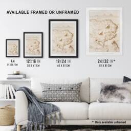 "Artery8 Pyramids of Giza French Topographic Map Avennes Framed Wall Art Print in Beige - Size: W12"" x H16""" - thumbnail 3