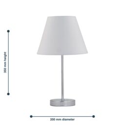 First Choice Lighting Chrome Stick Table Lamp with Ivory Off-White Fabric Shade in Silver - thumbnail 4