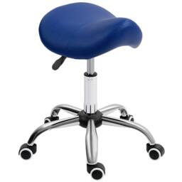 STILVORA Adjustable Salon Stool with Wheels in Blue - thumbnail 5