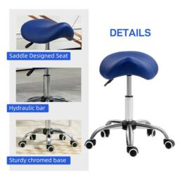 STILVORA Adjustable Salon Stool with Wheels in Blue - thumbnail 8