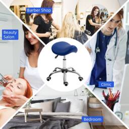 STILVORA Adjustable Salon Stool with Wheels in Blue - thumbnail 7