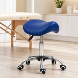 STILVORA Adjustable Salon Stool with Wheels in Blue - thumbnail 1