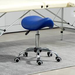 STILVORA Adjustable Salon Stool with Wheels in Blue - thumbnail 3