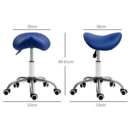 STILVORA Adjustable Salon Stool with Wheels in Blue - thumbnail 4