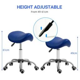 STILVORA Adjustable Salon Stool with Wheels in Blue - thumbnail 6