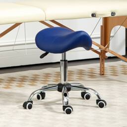 STILVORA Adjustable Salon Stool with Wheels in Blue - thumbnail 2