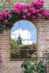 MirrorOutlet Gold Metal Framed Arched Window Wall Garden Mirror (120CM X 80CM) - Size: 1 Pack - thumbnail 2