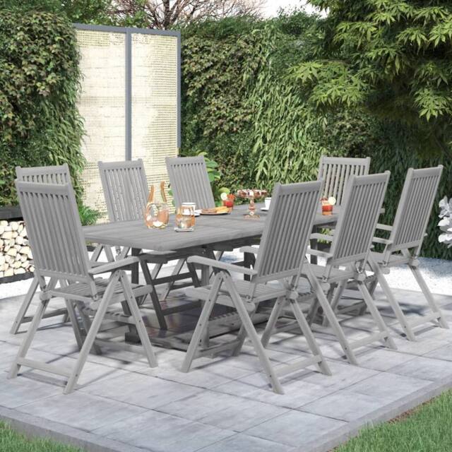 Berkfield Home 9 Piece Garden Dining Set Solid Wood Acacia in Grey - image 1