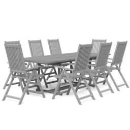 Berkfield Home 9 Piece Garden Dining Set Solid Wood Acacia in Grey - thumbnail 2