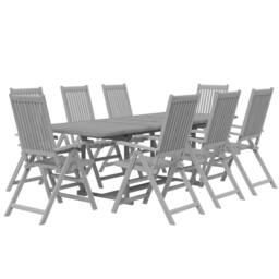 Berkfield Home 9 Piece Garden Dining Set Solid Wood Acacia in Grey - thumbnail 3