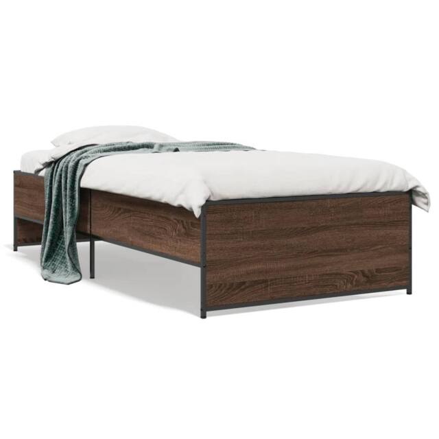 Berkfield Home Bed Frame without Mattress Brown Oak 75x190 cm Small Single - image 1