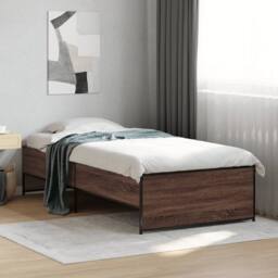 Berkfield Home Bed Frame without Mattress Brown Oak 75x190 cm Small Single - thumbnail 2