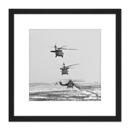 Artery8 Miltary USA Army UH-60 Black Hawk Helicopters Photo 8X8 Inch Square Wooden Framed Wall Art Print Picture with Mount - thumbnail 1