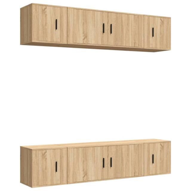 Berkfield Home 6 Piece TV Cabinet Set Sonoma Oak Engineered Wood in Light Tan - image 1