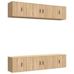 Berkfield Home 6 Piece TV Cabinet Set Sonoma Oak Engineered Wood in Light Tan