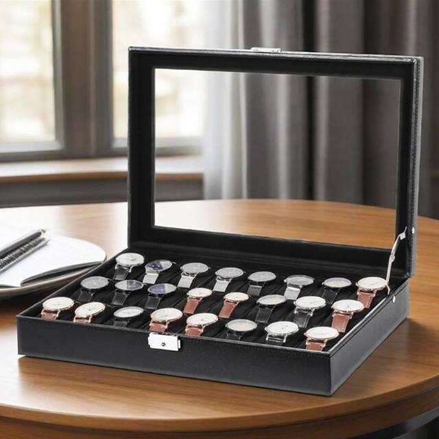 Havendro 24 Grids Watch Display Box Storage Case Jewelry Collection in Black - image 1