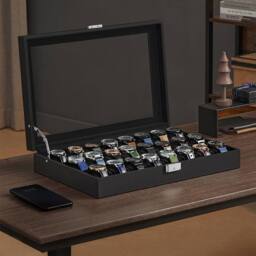 Havendro 24 Grids Watch Display Box Storage Case Jewelry Collection in Black - thumbnail 3