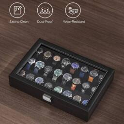 Havendro 24 Grids Watch Display Box Storage Case Jewelry Collection in Black - thumbnail 4