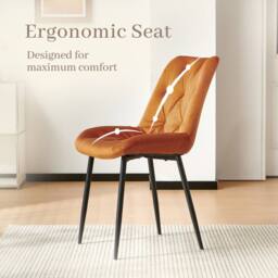 SONARA Black Marble 4 Seater Dining Table With 4 Velvet Chairs Sets in Orange - thumbnail 5