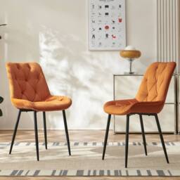SONARA Black Marble 4 Seater Dining Table With 4 Velvet Chairs Sets in Orange - thumbnail 6
