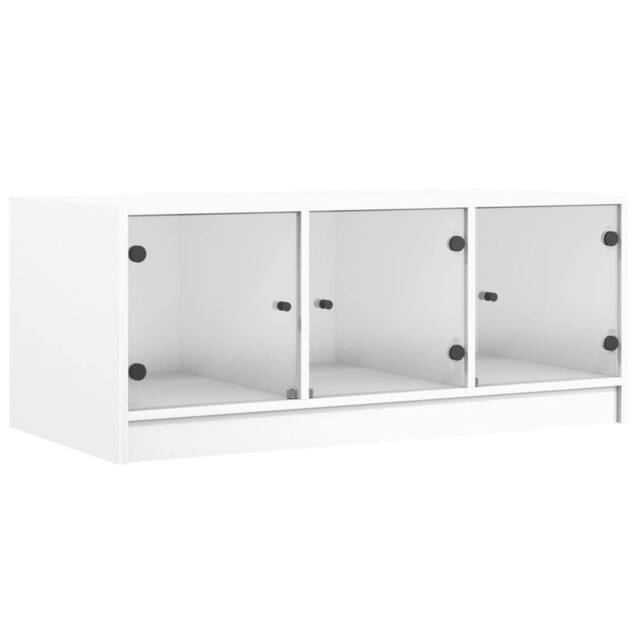 Berkfield Home Coffee Table with Glass Doors White 102x50x42 cm - Size: 102 x 50 x 42 cm - image 1