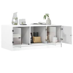 Berkfield Home Coffee Table with Glass Doors White 102x50x42 cm - Size: 102 x 50 x 42 cm - thumbnail 5
