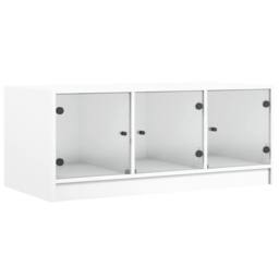 Berkfield Home Coffee Table with Glass Doors White 102x50x42 cm - Size: 102 x 50 x 42 cm