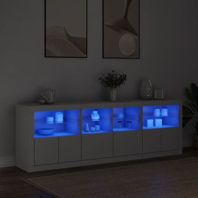 Berkfield Home Sideboard with LED Lights White 202x37x67 cm - Size: 202 x 37 x 67 cm - image 1