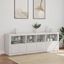 Berkfield Home Sideboard with LED Lights White 202x37x67 cm - Size: 202 x 37 x 67 cm - thumbnail 3