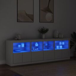 Berkfield Home Sideboard with LED Lights White 202x37x67 cm - Size: 202 x 37 x 67 cm - thumbnail 1