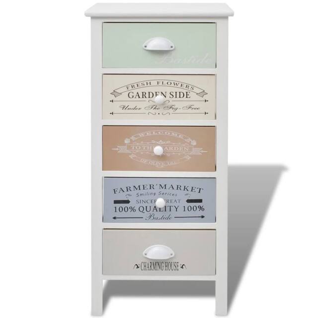 Berkfield Home Classic French Storage Cabinet 5 Drawers Wood in White - image 1