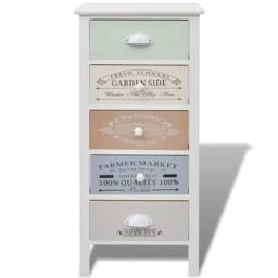 Berkfield Home Classic French Storage Cabinet 5 Drawers Wood in White - thumbnail 1